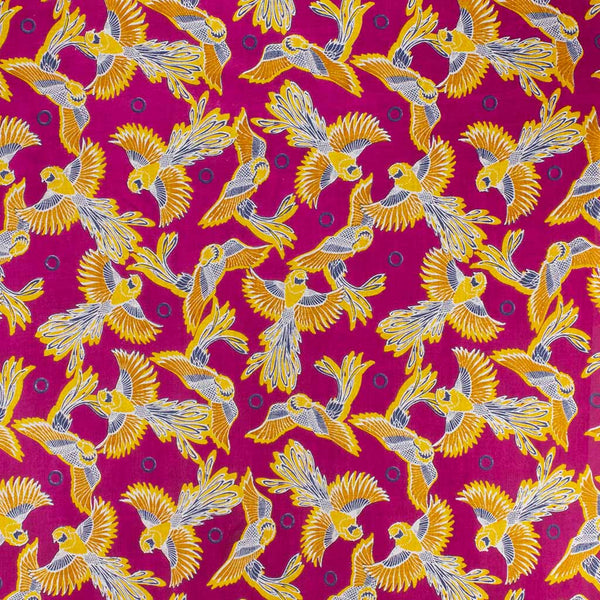 Cotton Bird Print Scarf, Pink MIx