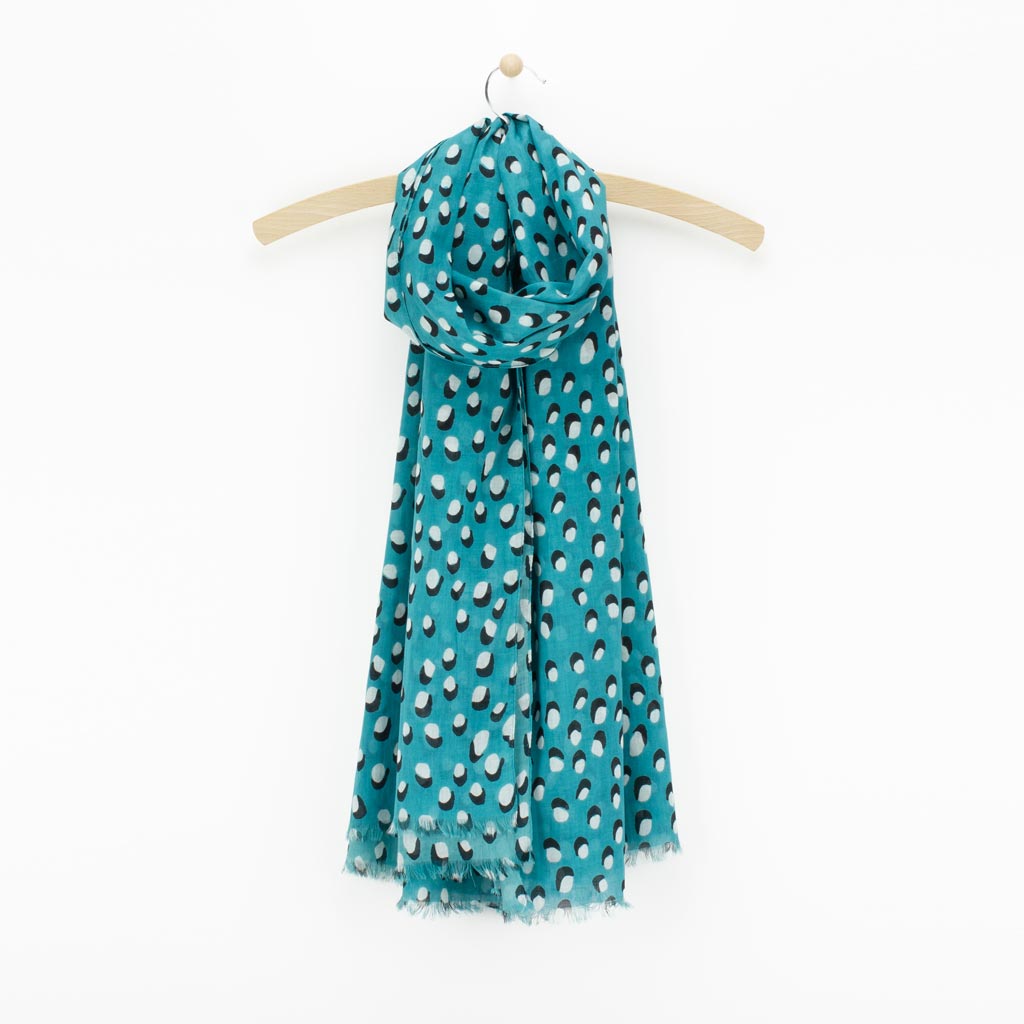 Cotton Abstract Leopard Print Scarf, Green