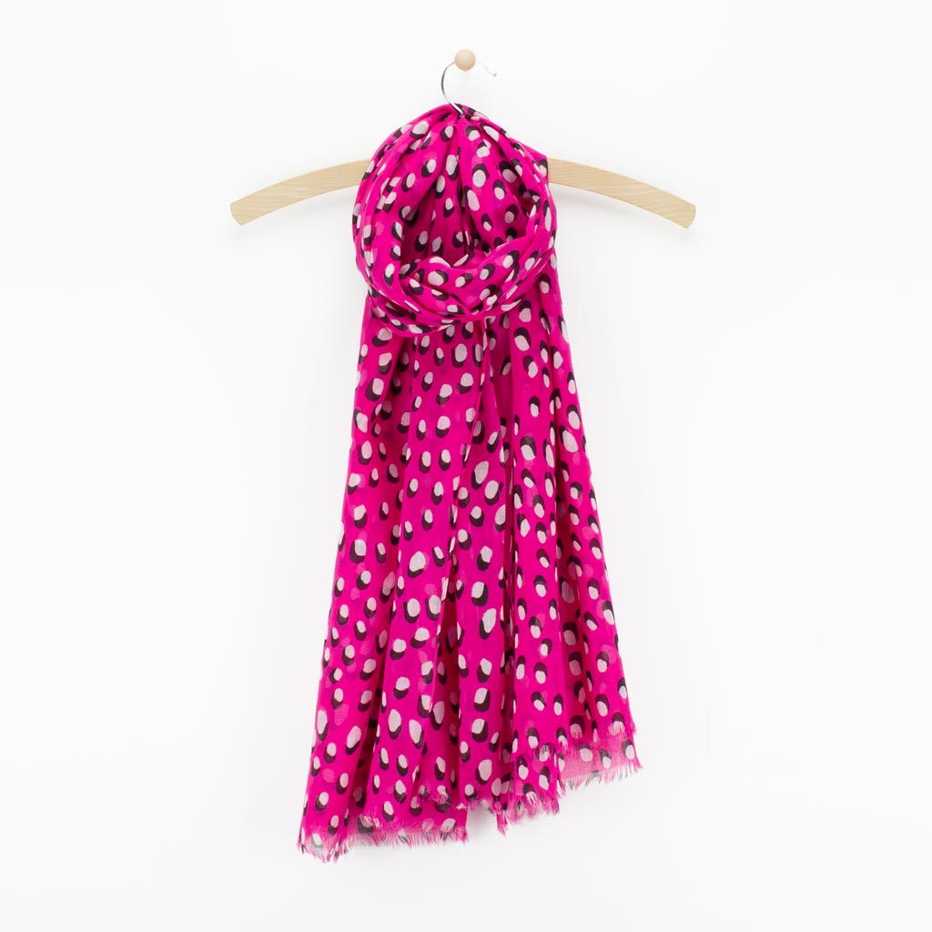 Cotton Abstract Leopard Print Scarf, Pink