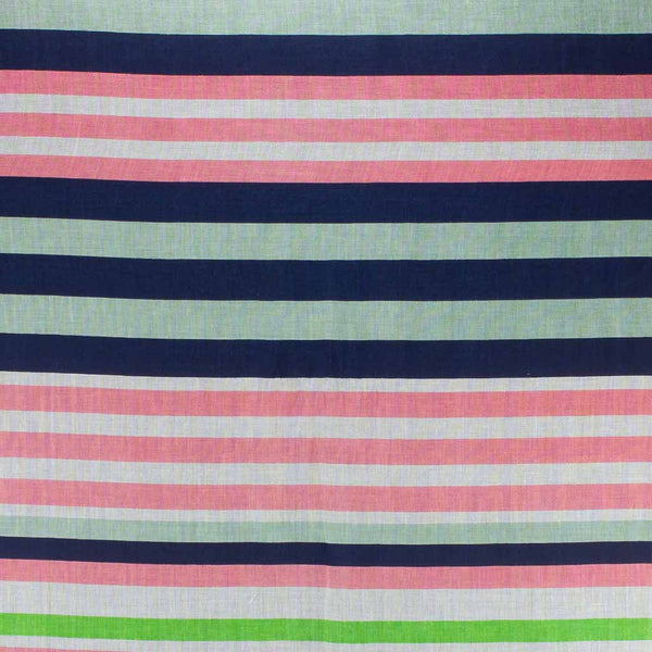 Cotton Stripe Tassel Scarf, Navy Mix