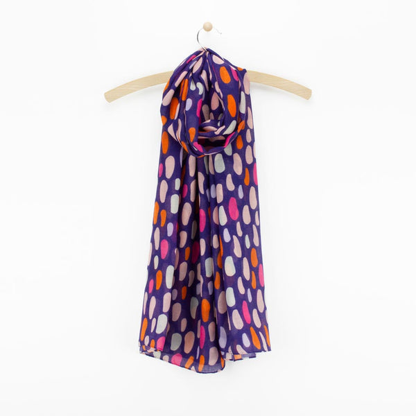 Dot Print Scarf, Purple Mix