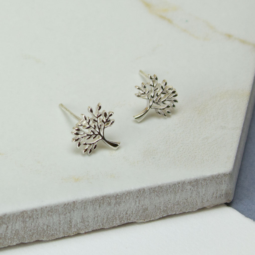 Sterling Silver Tree Stud Earrings